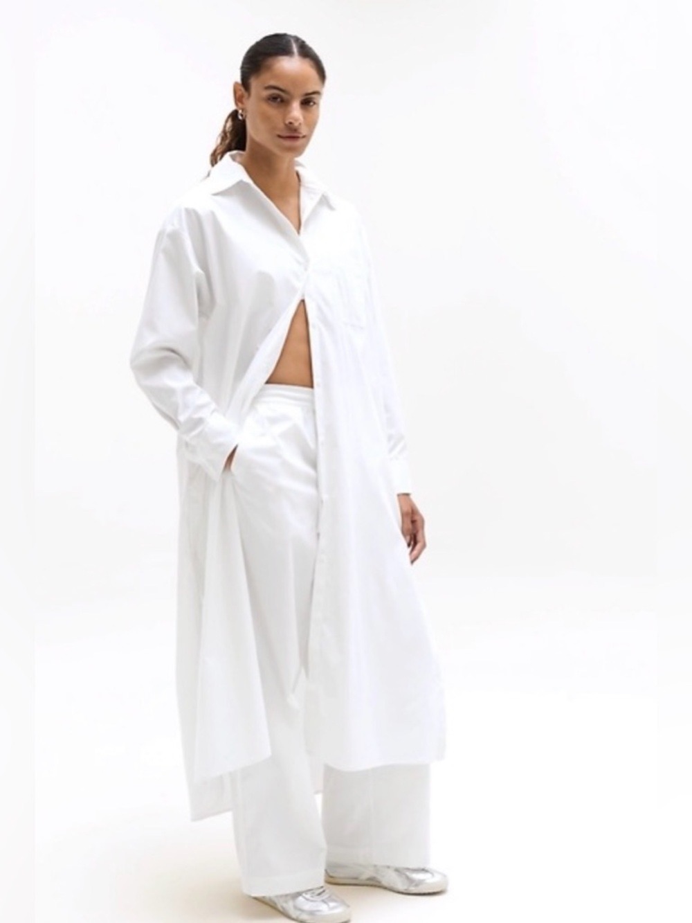 Athleta Drift Poplin Long Button-down Shirt Dress NWT S/T Leisure Travel Preppy